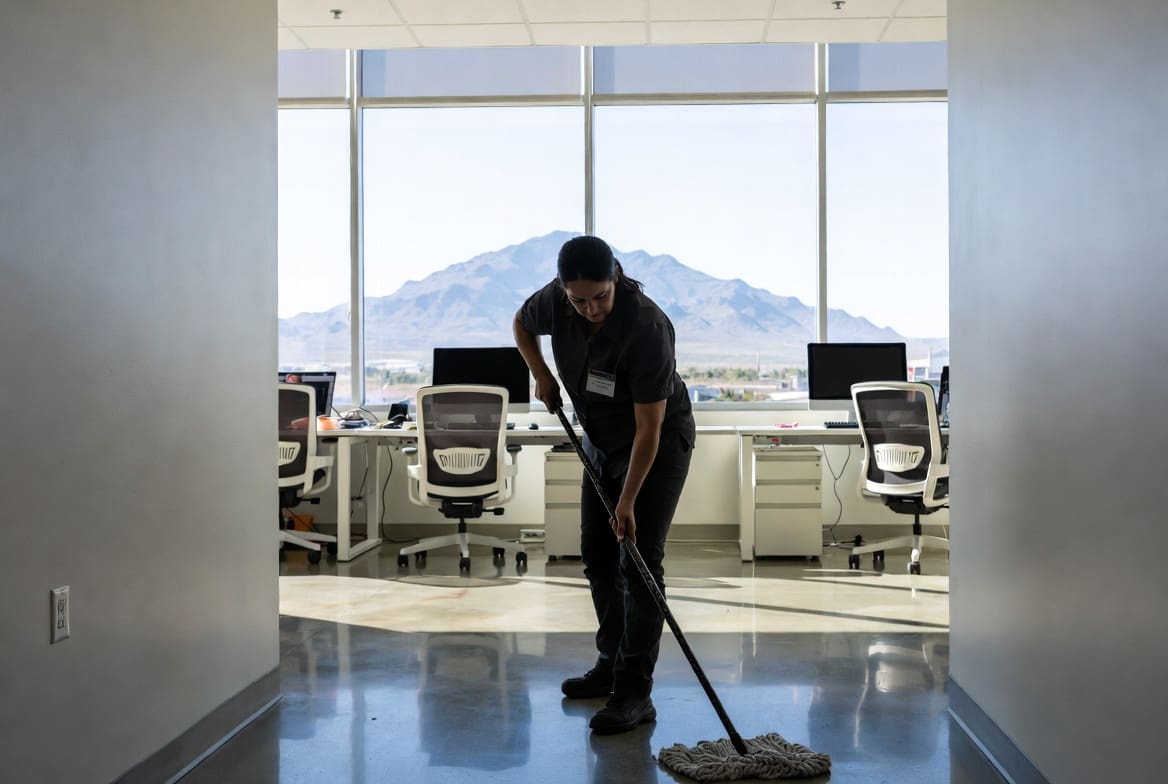 Utah cleaning business insurance - a cleaning crew working inside a Salt Lake City commercial office