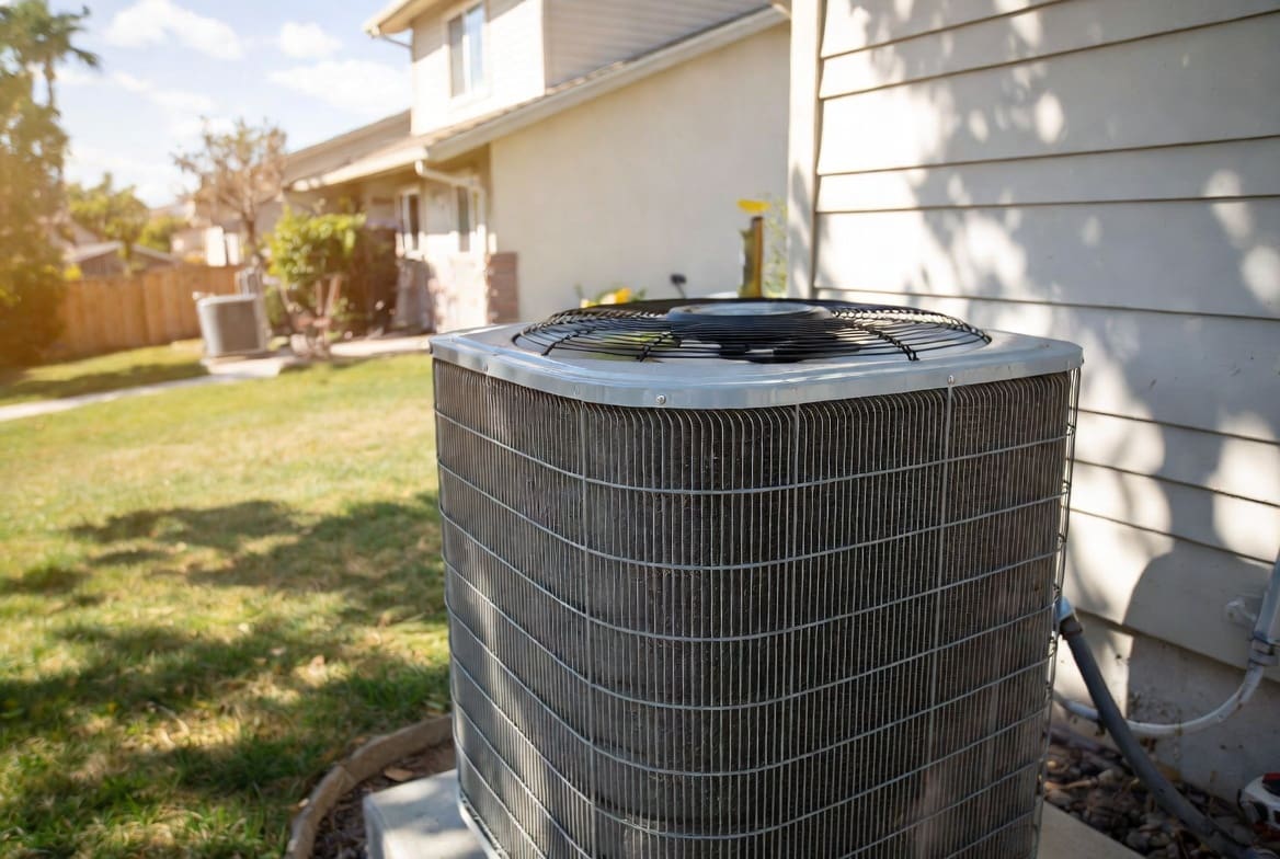 Home air conditioning unit illustrating equipment breakdown coverage for mechanical failures